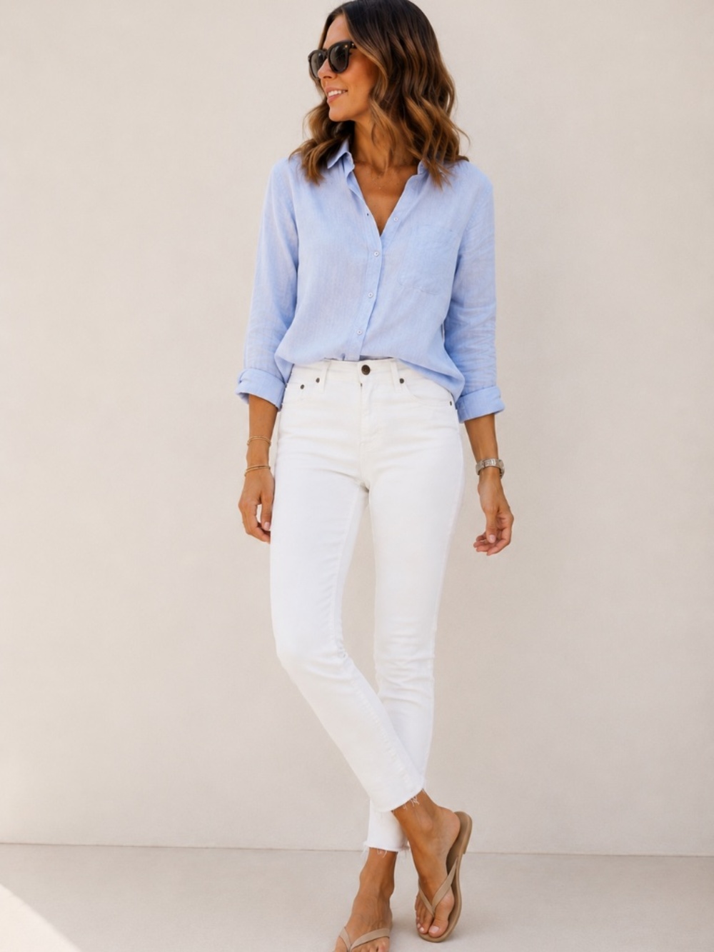 AG The Farrah Skinny Ankle White Jeans High Rise Raw Hem Premium Denim Size 26R